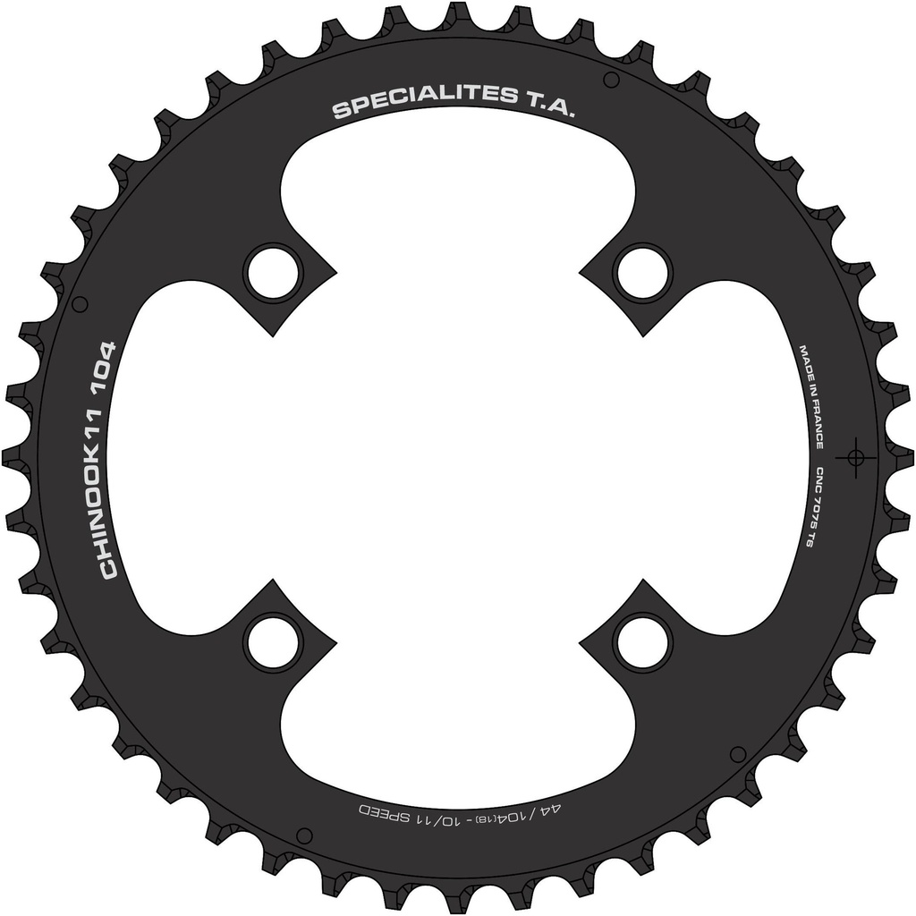 SPECIALITES TA PLATEAU CHINOOK (10S/11S) PAS 104 EXTERIEUR 18MM LARGEUR SPIDER NOIR MAT (ATB 4 BRAS)