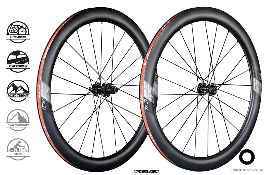 VISION WIELSET CARBON SC 55 DISC CL SRAM XDR (TUBELESS READY CLINCHER) B2