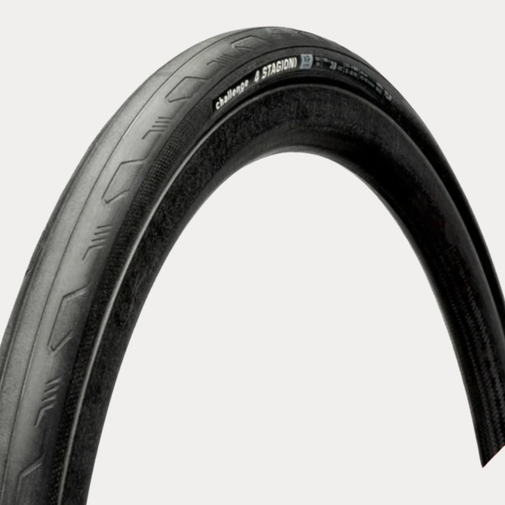 CHALLENGE OUTER TYRE ROAD 4 STAGIONI - HOOKLESS COMP {XP} {TLR} (OPEN TUBULAR) BLACK/BLACK